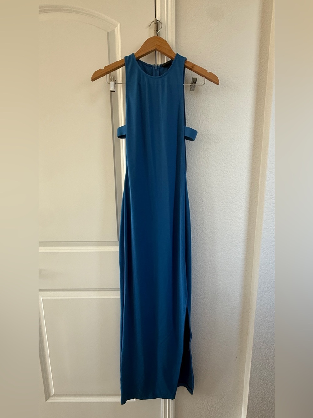 NBD Revolve Cobalt Blue Maxi Dress Cutout Slit Bodycon Gown Party Formal Small